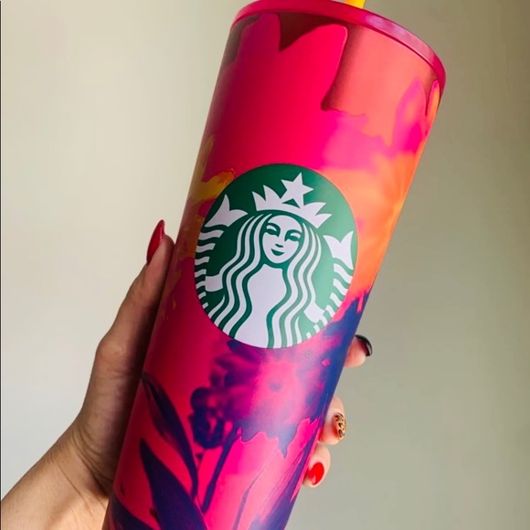 Starbucks Floral Stainless Steel Cup Pink Tumbler Cold Venti 24oz New 2022 - Picture 5 of 10